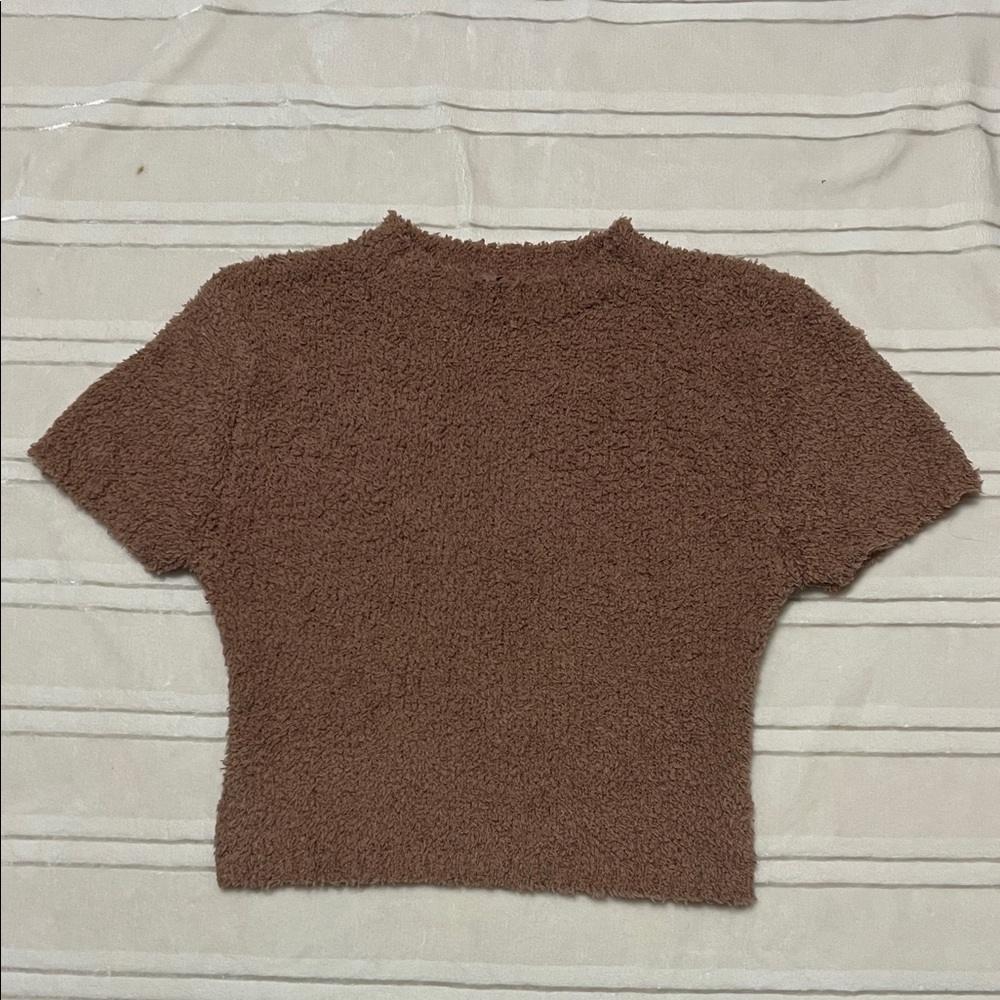 SKIMS Brown Textured Crop Top